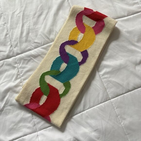 Kate Spade Womens 100% Wool Oversized White Scarf 7.5 X 80 Holiday Winter - Picture 1 of 6